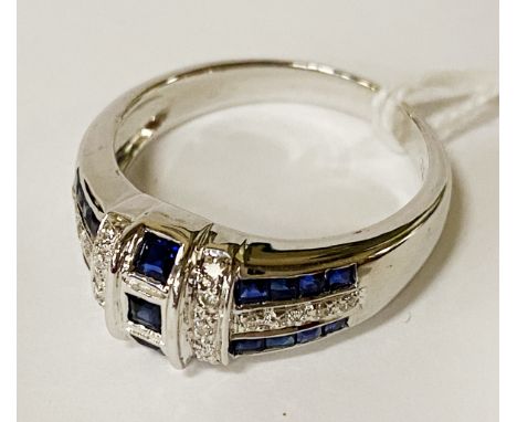 18CT GOLD SAPPHIRE &amp; DIAMOND RING - SIZE N - 5 GRAMS APPROX