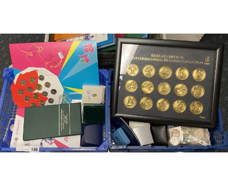COLLECTION OF STAMPS &amp; COINS TO INCLUDE CRICKET FIRST DAY COVERS