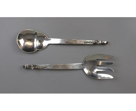 Sterling silver 925 salad spoon and fork - Approx weight 354g 