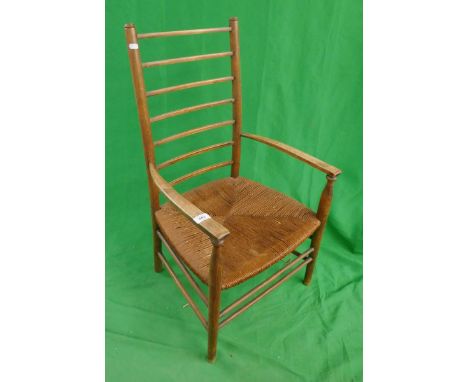 Rush seated ladder back armchairÿ