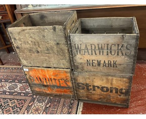 4 wooden bottle crates to include R Whites 