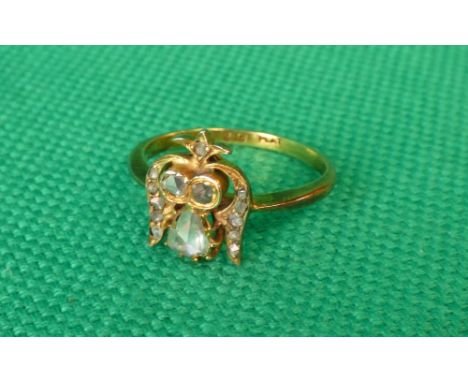 Antique 18ct gold rose cut diamond ring size O