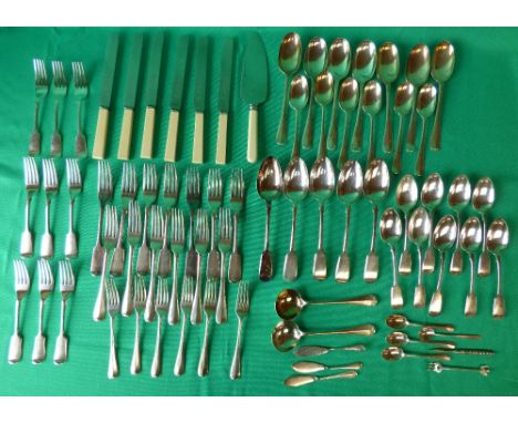 Qty of C20th silver flatware, various dates and marks 55oz and qty silver plate
