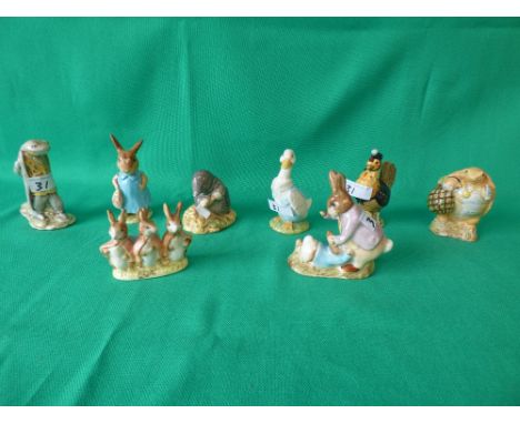 8 mixed Beswick, Beatrix Potter figures, Brown back stamp, including Sir Isaac Newton, 