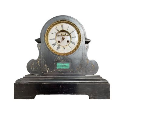 19th century - Large French Belgium slare mantle clock with visible escapementDimensions: Height:&nbsp;49cm&nbsp; Length/Widt