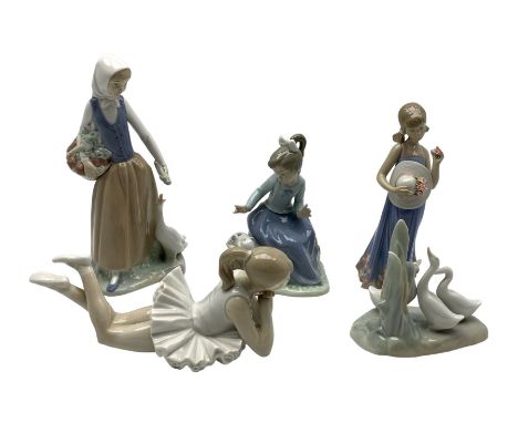 Lladro figure 'Courtney' no. 5648, together with four Nao figures (5)