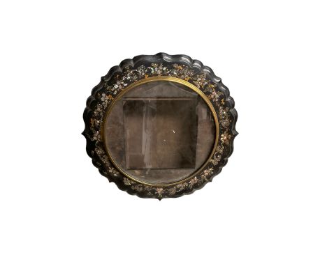 Late 19th century- single train English fusee wall clock movement and case, ebonised case inlaid with mother of pearl.Dimensi