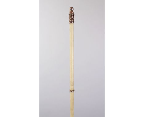 A SILVER MOUNTED SWAGGER STICK, 76cm long.