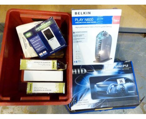 Box of mixed electrical items including HID light conversion kit