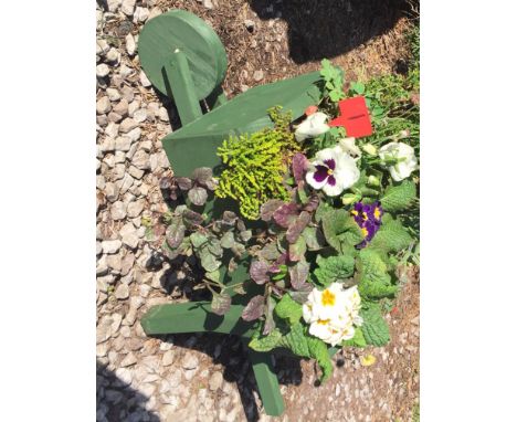 Wooden wheelbarrow planter