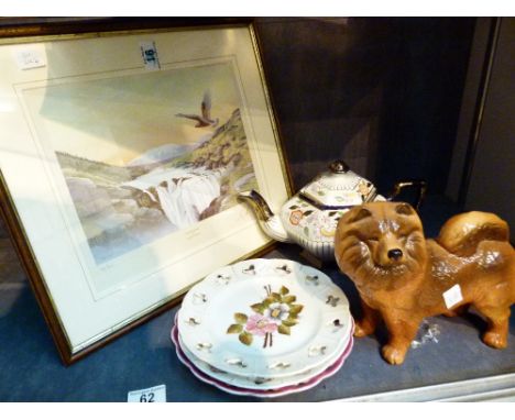 Quantity of mixed ceramics including Coopercraft Chow and a Gerard Wickers print