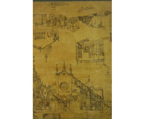 Venetian Architectural Studies, pen and ink. label verso: E. Norbert Bittner C.1820. H.65 W.56cm.
