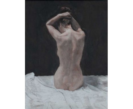‡ DAVID KNIGHT ( b.1965) oil on canvas - entitled verso, 'Tie' on Albany Gallery label, signed, 54 x 42cmsProvenance: private