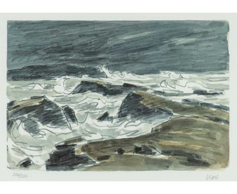‡ SIR KYFFIN WILLIAMS RA limited edition (206/350) lithograph - 'Sea at Trearddur', signed with initials, 28 x 40cmsProvenanc
