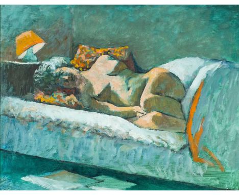 ‡ JOHN ELWYN (Welsh 1916-1997) oil on board - nude study, artist's studio stamp verso, 37 x 49cmsProvenance: artist' estate, 