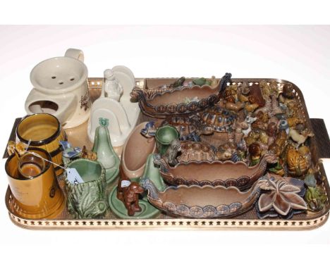 Collection of Wade including shaving mug, toast rack, mugs, long boats, tortoises, whimsies, etc.