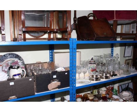 Collection of glassware including decanter and vases, assorted china, E.P etc.