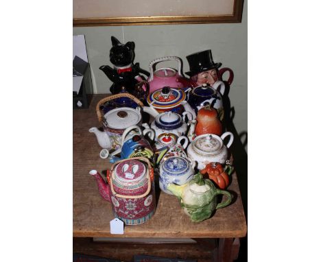 Collection of ceramic teapots including Aynsley, Sadler, Staffordshire, Oriental, etc.
