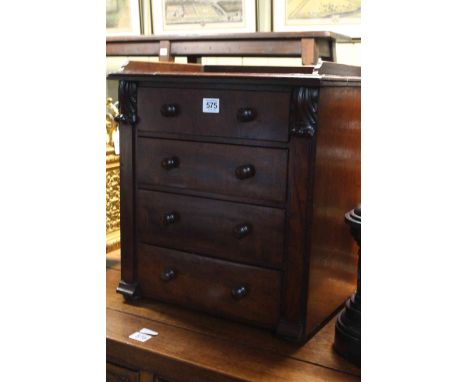 Victorian mahogany miniature scotch chest of four drawers, 44cm by 40cm by 29cm.