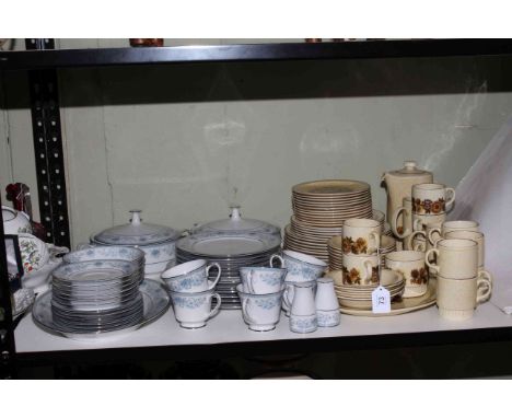 Noritake Blue Hill forty one piece dinner service including tureens, and Poole Thistlewood pottery, approximately fifty six p