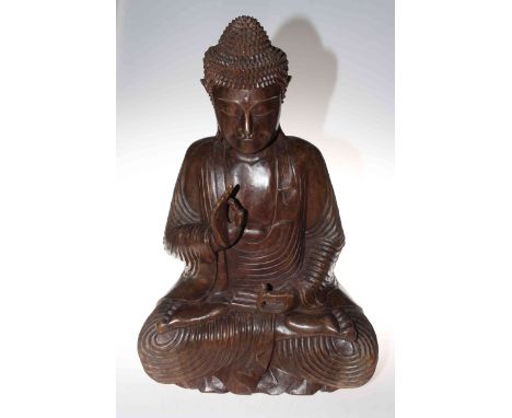 Large carved wood statue of a Buddha, 60cm.