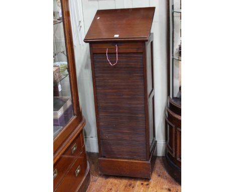 Early 20th Century easel topped eight drawer tambour front filing cabinet, 122cm by 49cm.