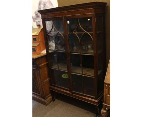 Early 20th Century mahogany double glazed panel door vitrine (glass panel missing).