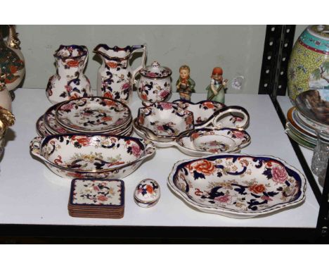 Collection of Mason's Mandalay ceramics (15) and two Goebel figurines.