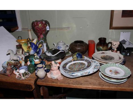 Collection of ceramics including Natwest Pig, Denby, Spode, Beswick, Burleigh Ware, etc.