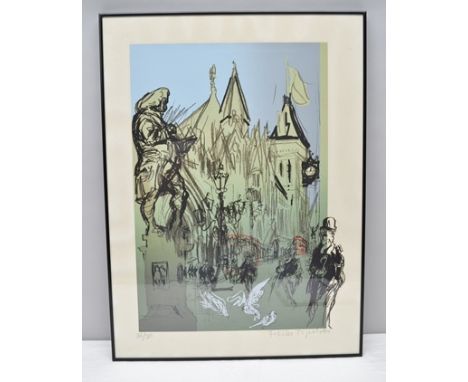 AFTER FELIX TOPOLSKI A LIMITED EDITION SCREEN PRINT ON ARCHES PAPER TITLED "THE LAW COURTS" published in 1983, 60cm x 45cm si