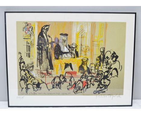 AFTER FELIX TOPOLSKI A LIMITED EDITION SCREEN PRINT ON CRISBROOK PAPER TITLED "TRIAL OF THE PYX" published in 1982, 40cm x 59