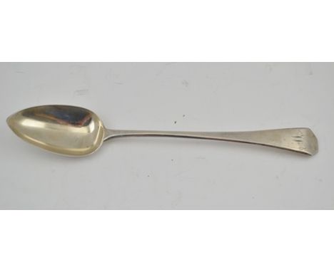 A GEORGE III SILVER BASTING SPOON, handle terminal with canted corners, monogrammed "M", London 1809, 116g 