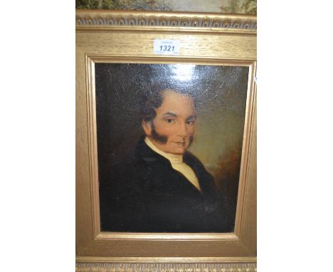 19th Century English school, oil on canvas, head and shoulder portrait of a gentleman, 11ins x 9ins, gilt framed