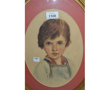 Early 20th Century oval head and shoulder portrait of a young boy, oval gilt framed, unsigned, 12ins x8ins