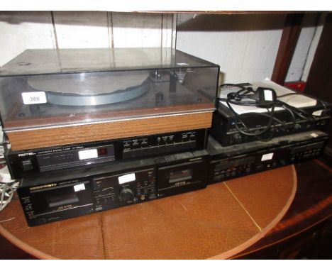 Quantity of mid 20th Century hi-fi equipment to include a pair of Goodmans speakers, Thorens turntable, A. and R. Cambridge a