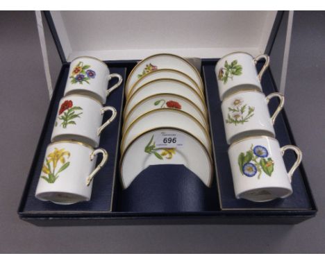 Royal Worcester Botanical pattern porcelain coffee set, boxed