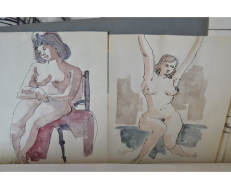 S. Horne Shepherd, twelve unframed ink, watercolour and other drawings, female figure and portrait studies, majority signed