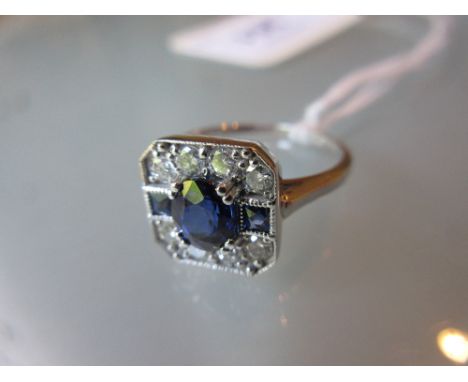 Art Deco style 18ct white gold sapphire and diamond ring   CONDITION REPORT  New ring in excellent condition.Perhaps 0.5ct of