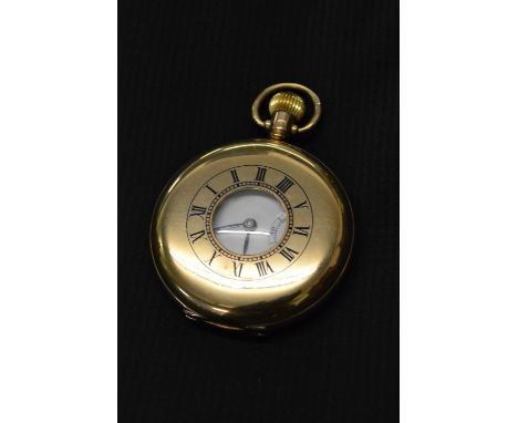 9ct Gold cased half hunter pocket watch with keyless movement by Rolex, the case by Dennison   CONDITION REPORT  Not marked R