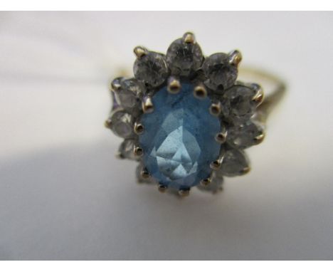 9ct Blue stone oval cluster ring