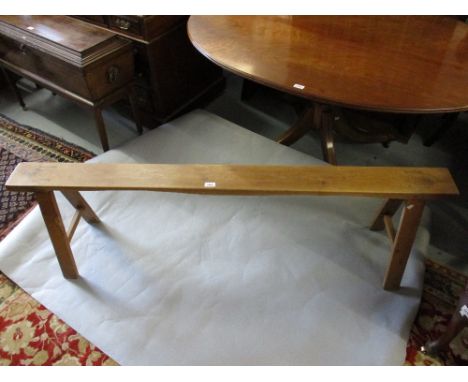 Early 20th Century pine trestle ended bench