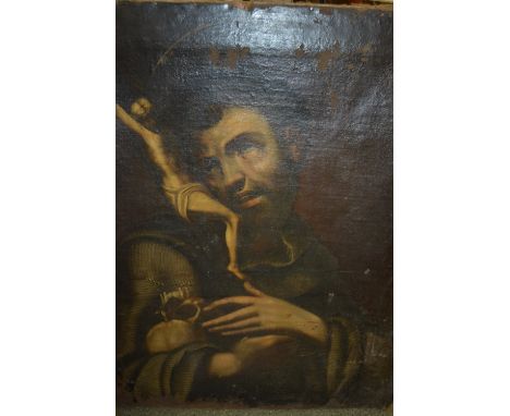 17th / 18th Century oil on canvas, portrait of St. Anthony, unframed