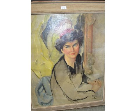 David I. Swasey, oil on canvas, portrait of a lady, 30ins x 25ins
