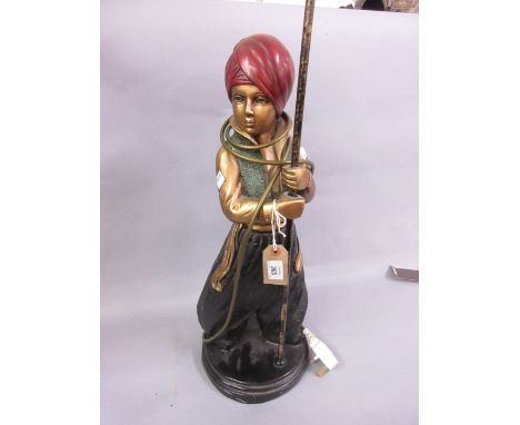 Thomas Blakemore, painted composition table lamp in the form of a boy wearing a turban