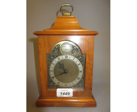 Late 20th Century walnut cased bracket clock having brass dial with silvered chapter ring, marked Rotherham