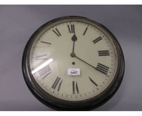 19th Century circular mahogany dial clock, the enamel dial with Roman numerals with a single train fusee movement