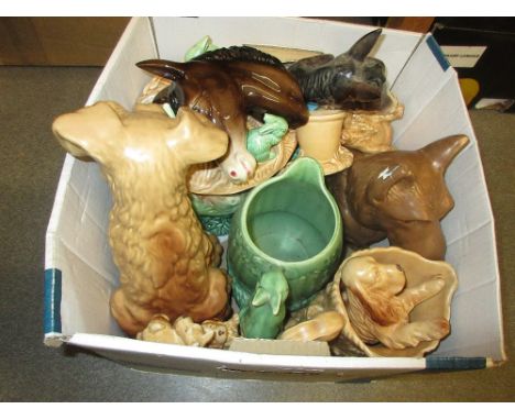 Large Sylvac figure of a seated dog together with a collection of other items of Sylvac