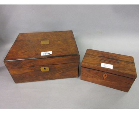 Victorian figured walnut fold-over writing box and a small 19th Century walnut tea caddy   CONDITION REPORT  Tea caddy -  7in