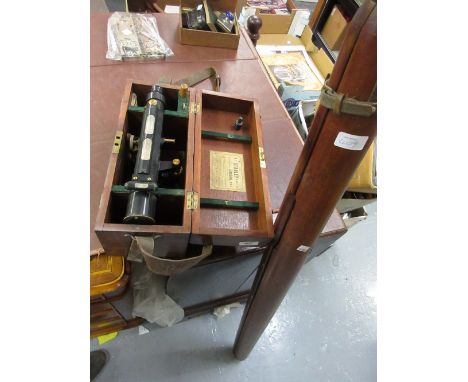 W.F. Stanley anodised brass surveyors level with tripod