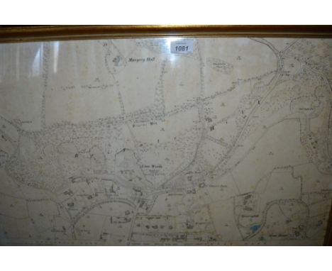 Framed Ordnance Survey map of Underhill Park, Reigate, 1896